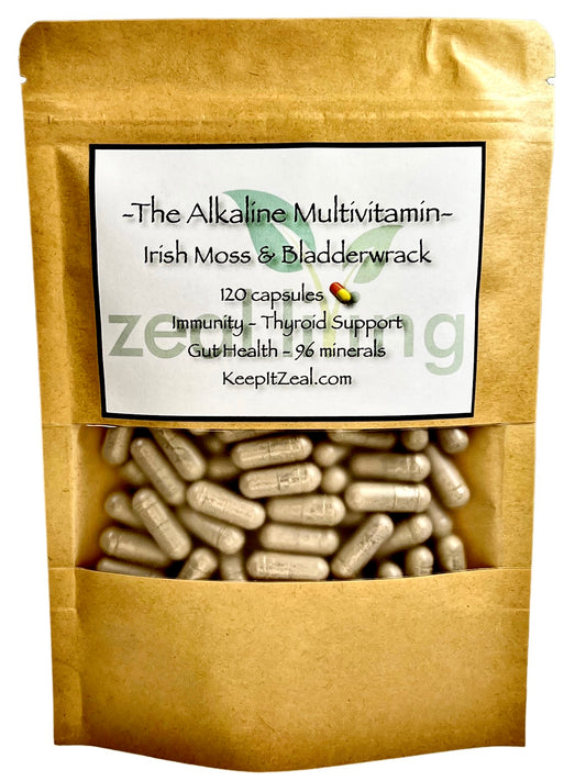 Image of Irish Sea moss capsules, a natural supplement known for its many health benefits.