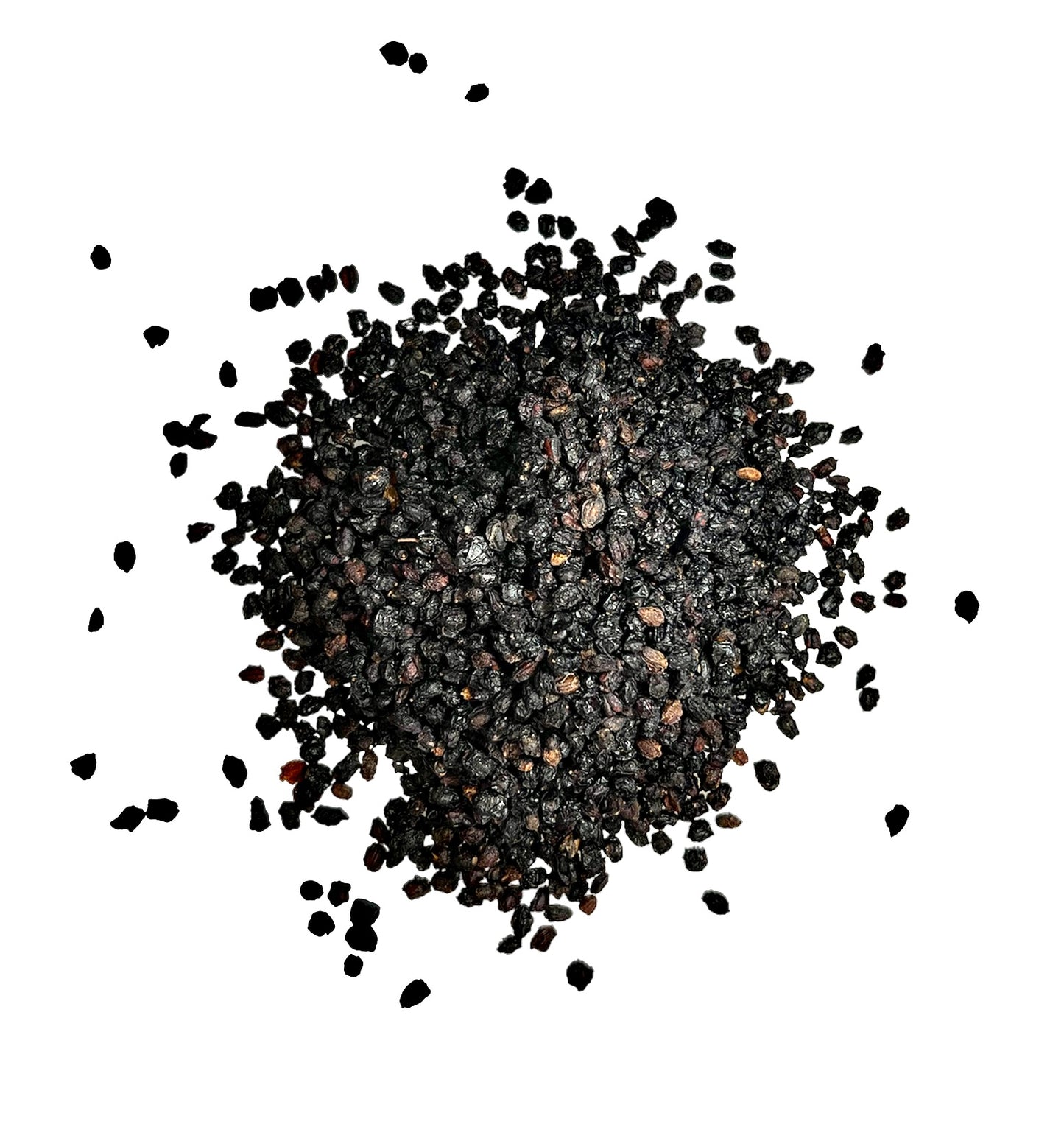 Image of dark purple organic elderberries.