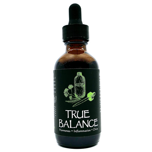 Image of our True Balance tincture, known for its hormone balancing and inflammation reducing benefits.