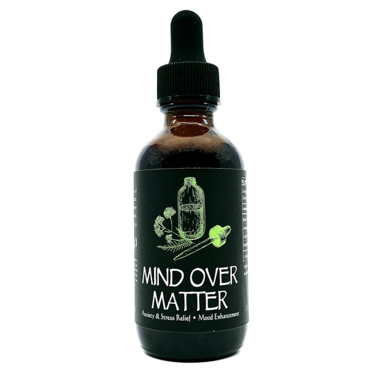 Image of our Anxiety Relief and Mood Enhancing tincture, made with natural herbs and ingredients.
